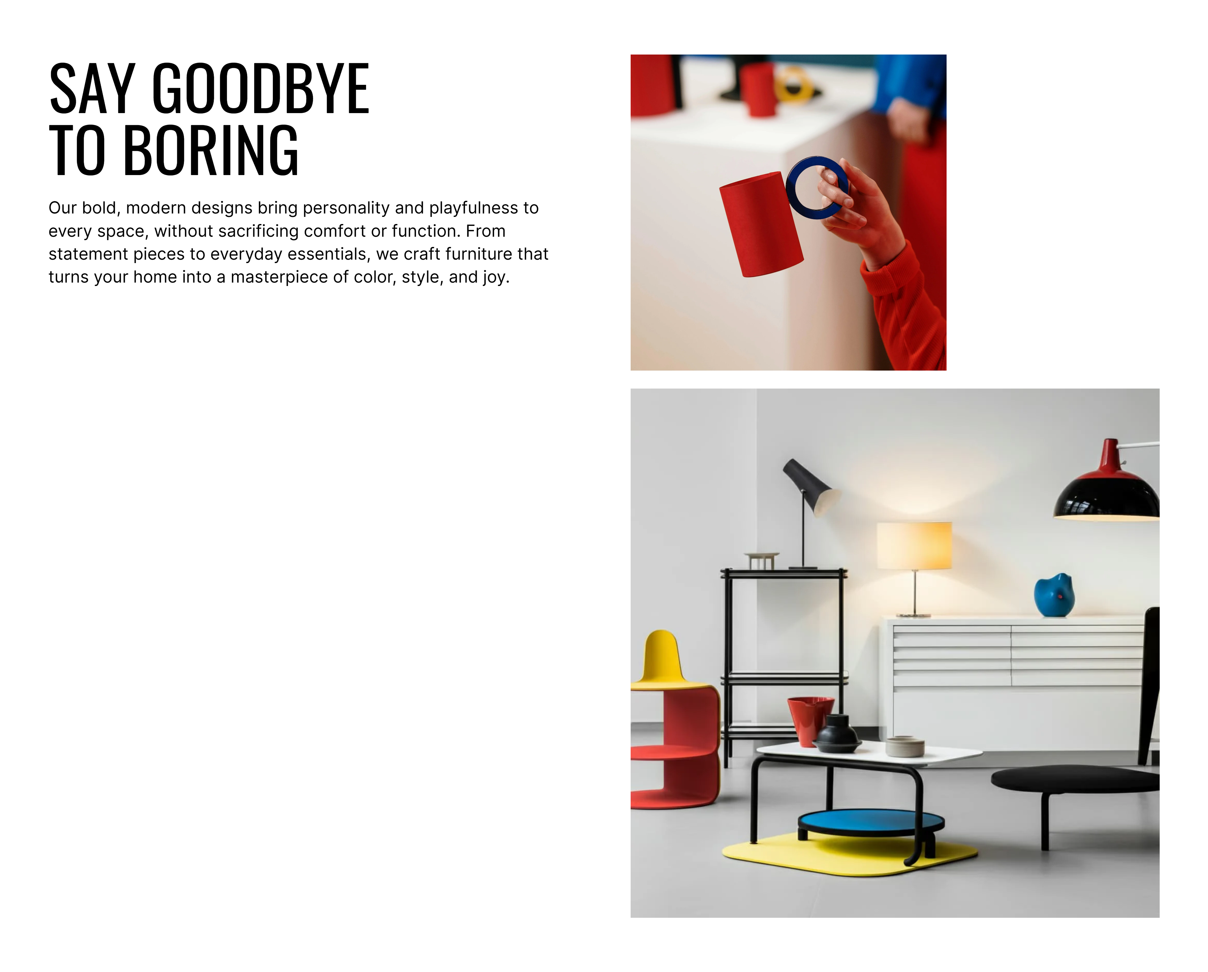 Composition preset rich text columns feautring text on the left side, and two differently sized images on the right side.